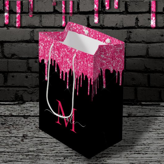 Monogram Metallic Hot Pink Driving Glitter Black Medium Cadeauzakje