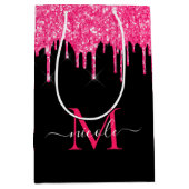 Monogram Metallic Hot Pink Driving Glitter Black Medium Cadeauzakje (Voorkant)