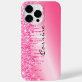 Monogram Metallic Hot Pink Glitter druppelt Androi Case-Mate iPhone Case (Achterkant)