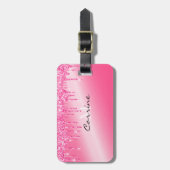 Monogram Metallic Hot Pink Neon Driving Glitter Bagagelabel (Voorkant verticaal)
