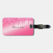 Monogram Metallic Hot Pink Neon Driving Glitter Bagagelabel (Achterkant horizontaal)