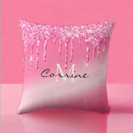 Monogram Metallic Hot Pink Neon Driving Glitter Kussen