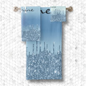 Monogram Metallic Ice Blue Dripping Glitter Bad Handdoek