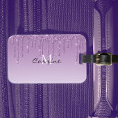 Monogram Metallic Lavendel Paarse Dripping Glitter Bagagelabel