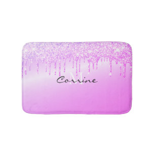 Monogram Metallic Magenta Hot Pink Glitter Drivers Badmat