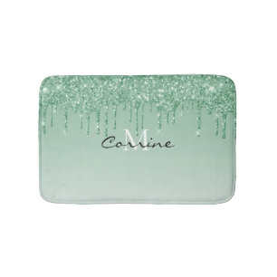 Monogram Metallic Mint Green Glitter Driving Badmat