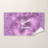 Monogram Metallic Paarse Violet Dripping Glitter Bad Handdoek (Handdoek)
