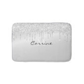 Monogram Metallic Platinum Silver Glitter Dripping Badmat (Voorkant)