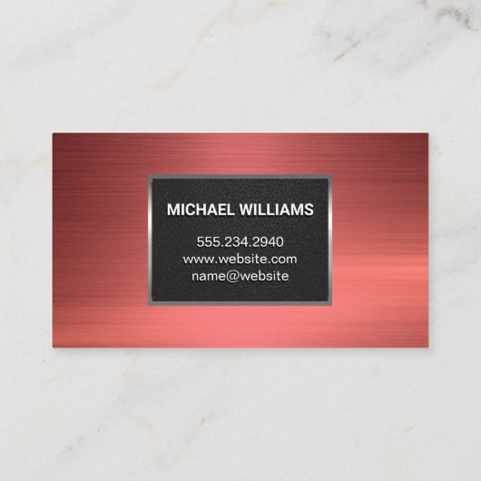 Monogram | Metallic rode achtergrond Visitekaartje (Achterkant)