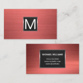 Monogram | Metallic rode achtergrond Visitekaartje (Voorkant / Achterkant)