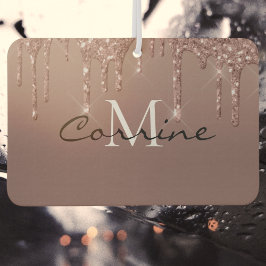 Monogram Metallic Roos Goud Dripping Glitter Auto Luchtverfrisser