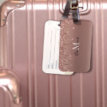 Monogram Metallic Roos Goud Dripping Glitter Icing Bagagelabel<br><div class="desc">Aangepaste gepersonaliseerde bagagelabel sjabloon. Voeg naam en laatste initiaal voor een aantal eenvoudige reis glam</div>