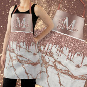 Monogram Metallic Roos Goud Marmer & Glitter Drips Schort