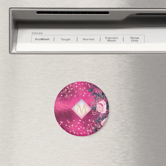 Monogram Metallic Rosegold Navy Glitter Girly Magneet (Insitu (Vaatwasser))