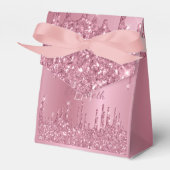 Monogram Metallic Roze Dripping Glitter Girly Bedankdoosjes (Voorkant Zijde)