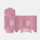 Monogram Metallic Roze Dripping Glitter Girly Bedankdoosjes (Uitgevouwen)