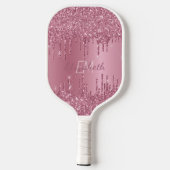 Monogram Metallic Roze Dripping Glitter Girly Pickleball Paddle (Achterkant)