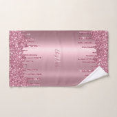 Monogram Metallic Roze Dripping Glitter Modern Bad Handdoek (Handdoek)