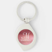 Monogram Metallic Roze Gestructureerde Gepersonali Sleutelhanger (Voorkant)
