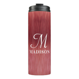 Monogram Metallic Roze Gestructureerde Gepersonali Thermosbeker