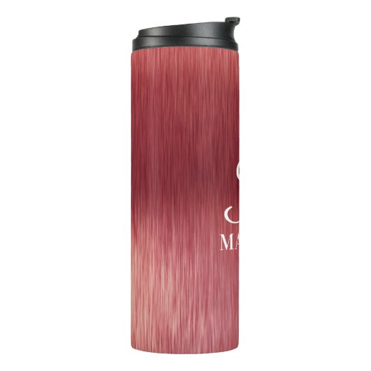 Monogram Metallic Roze Gestructureerde Gepersonali Thermosbeker (Gedraaid links)