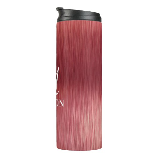 Monogram Metallic Roze Gestructureerde Gepersonali Thermosbeker (Geroteerd rechts)