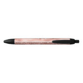 Monogram Metallic Roze Goud Roze Glitter Druppels Zwarte Inkt Pen (Achterkant)