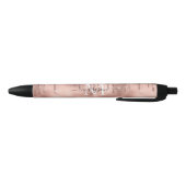 Monogram Metallic Roze Goud Roze Glitterdruppels Zwarte Inkt Pen (Bodem)
