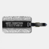 Monogram Metallic Silver Damask Bagagelabel (Achterkant horizontaal)