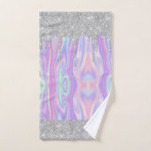 Monogram Metallic Silver Glitter Drip & Iridescent Bad Handdoek (Handdoek)