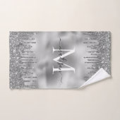 Monogram Metallic Silver Grey Dripping Glitter Bad Handdoek (Handdoek)