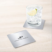Monogram Metallic Silver Kijk Sjabloon Elegant Kartonnen Onderzetters (Insitu)