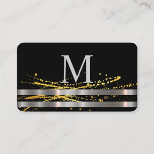 Monogram Metallic Silver Trim Gold Spatter Visitekaartje