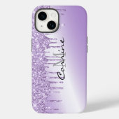 Monogram Metallic Violet Paarse druppelen Glitter Case-Mate iPhone Case (Achterkant)