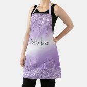 Monogram Metallic Violet Paarse druppelen Glitter Schort (Insitu)