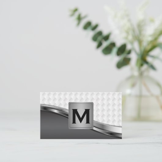Monogram | Metallic Weefpatroon Visitekaartje (Staand voorkant)