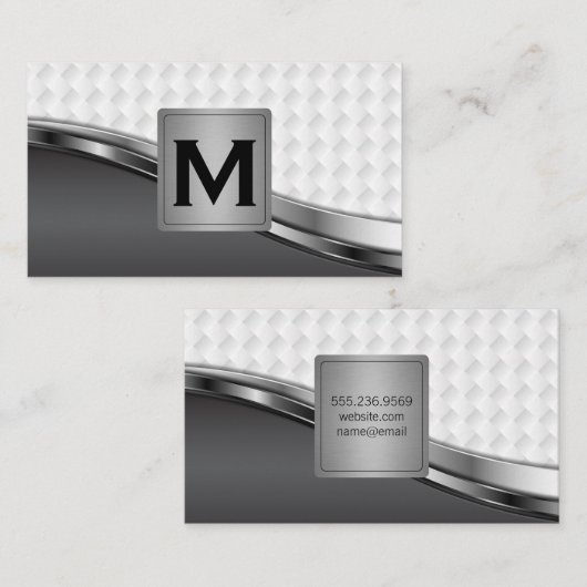 Monogram | Metallic Weefpatroon Visitekaartje (Voorkant / Achterkant)