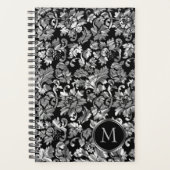 Monogram Metallic Zilver Damast Patroon Planner (Voorkant)