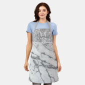 Monogram Metallic Zilver Marmer & Platina Glitter Schort (Gedragen)