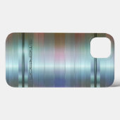 Monogram metallisch blauw-grijze Stripes Case-Mate iPhone Case (Achterkant (horizontaal))