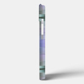 Monogram metallisch blauw-grijze Stripes Case-Mate iPhone Case (Achterkant / Links)