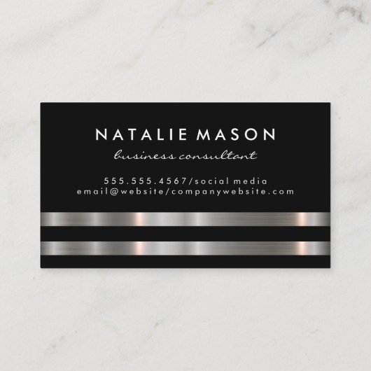 Monogram metallisch zilvertrim leder visitekaartje (Achterkant)