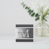 Monogram metallische achtergrond vierkante visitekaartje (Staand voorkant)