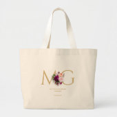 Monogram MG Goud Bloemen Professioneel Modern Grote Tote Bag (Voorkant)