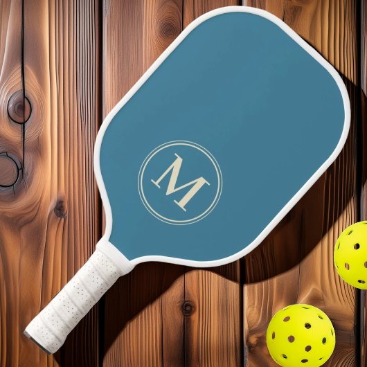 Monogram Mid-Century Effen Diep Aqua Kleur Pickleball Paddle