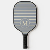 Monogram Mid-Century Gestreept Duifgrijs Kleur Pickleball Paddle (Voorkant)