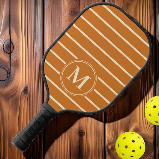 Monogram Mid-Century Gestreepte Verbrande Honing K Pickleball Paddle