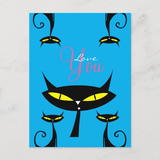 Monogram Mid Century Modern jaren '50 atoomzwart K Briefkaart (Voorkant)