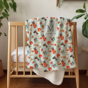 Monogram Mid-Century Modern Kersthonden Sherpa Deken