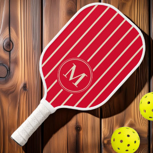 Monogram Mid-Century Strepen Kersen Plukken Roze Pickleball Paddle